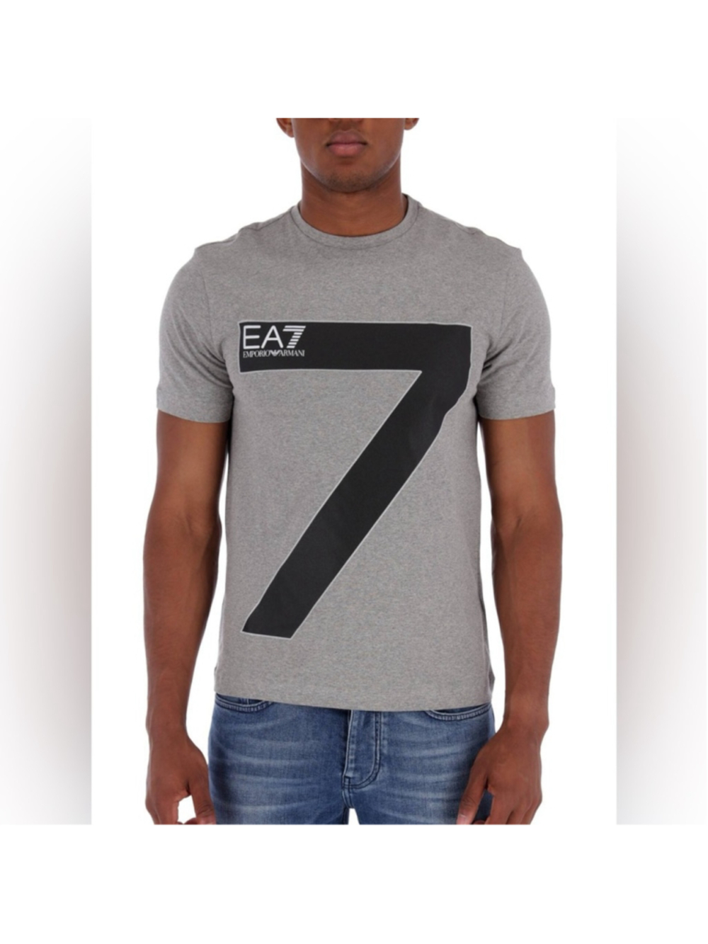 Emporio Armani EA 7 Grey Crewneck Stretch Cotton T Shirt Size XL ( fits like L)